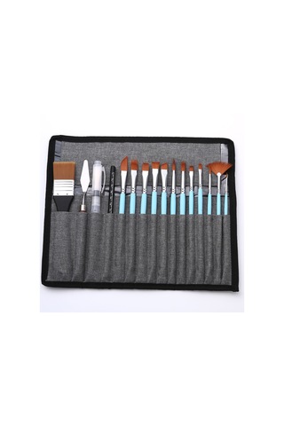 Jzcat Sanatçı Boya Fırçaları Set Kazıyıcı İle Çanta 18 Adet-mavi
