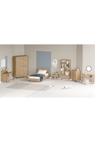 Robin Home Lidya Genç Odası Takımı 7'li Set Sepet Kahverengi