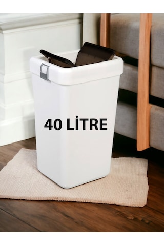 Technow Motek COB-412 40 Litre Kilitli Hassas Kapaklı Çöp Kutusu Kovası + Temizlik Seti