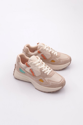 Dgn 83191 Kadin Sneaker Ayakkabi Bej Multi