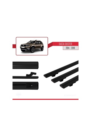 Dacia Duster 2014-2018 Arası İle Uyumlu Basic Model Ara Atkı Tavan Barı Siyah 3 Adet