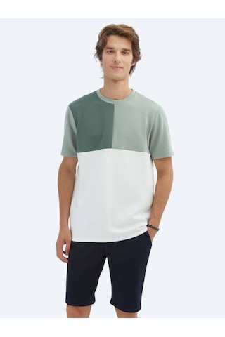 Kip Yeşil Düz Bisiklet Yaka T-shirt Yeşil