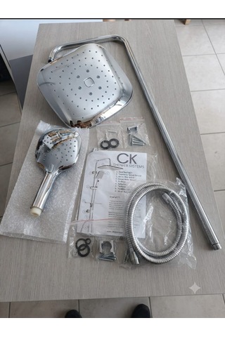 Ck Shower Systems Kare Tepe Başlıklı Robot Duş Seti - Krom Kaplama Paslanmaz Kolon Duş Sistemi
