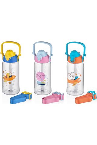 Uzspace Yeni Koleksiyon Askılı Kulplu Pipetli Tritan Çocuk Su Matarası Turuncu 500 ML