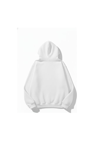 Uyguntarz Unisex Yumuşak Dokulu Anne Oluyorsun Baskılı Tasarım Oversize 3 İplik Hoodie Sweatshirt beyaz