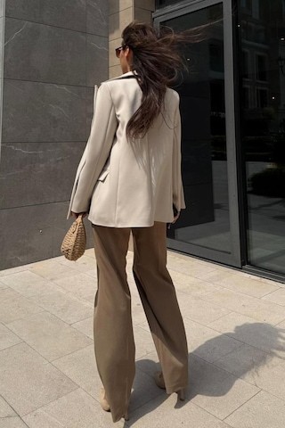 Madmext Taş Rengi Astarlı Kadın Blazer Ceket Mg2508 Taş Rengi