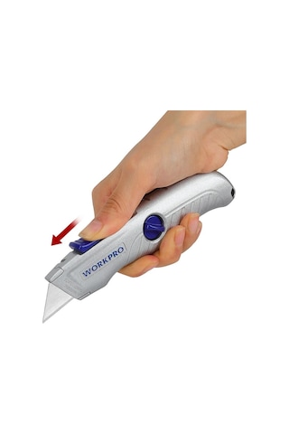 Workpro Wp213007 Alüminyum Gövde Otomatik Geri Çekilebilir Rötuş Maket Bıçağı Fr Wp213007