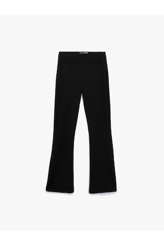 Koton Slim Fit Yırtmaç Detaylı İspanyol Paça Pantolon Siyah 6wak40026ek Siyah