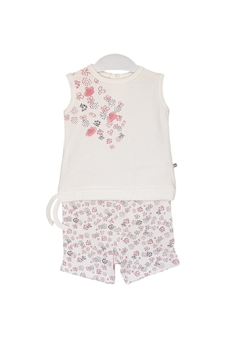 S-Mall Bibaby Pink Clover Şortlu Bebek Takımı - 2 Li - Ekru (491029754) Ekru