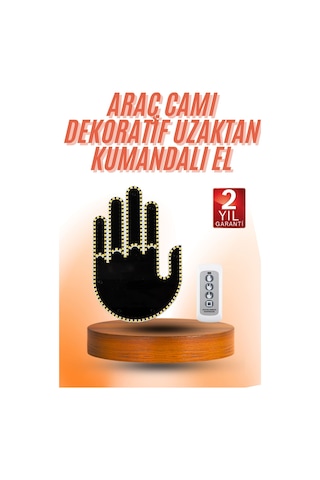 Kumandalı El Led Araba İçi 4 Farklı Mod El Orta Parmak Led - Lisinya Çok Renkli