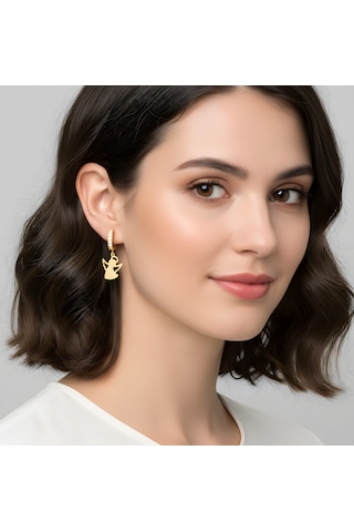 Melek Küpe Taşlı Sallantılı - Rose Rose