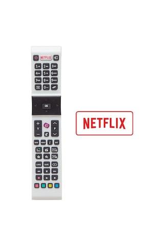Profilo Rca49130 - Vestel Uyumlu Smart Sanyo - Jvc Netflix Tuşlu Beyaz Yazısız Lcd Led Tv Kumanda