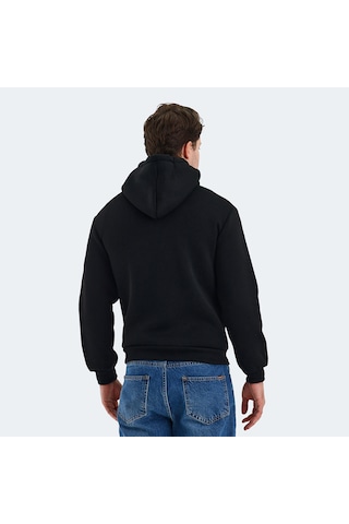 Slazenger CUDI I Erkek Fermuarlı Kapüşonlu Cepli Siyah Sweatshirt