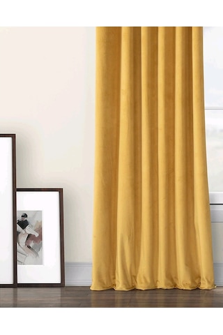 Evdepo Home Deniz Soft Pileli Fon Perde Hardal Sarı