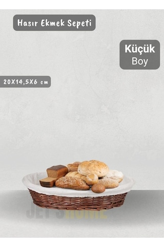 Hasır Ekmek Sepeti Oval Çok Amaçlı Sepet Yılbaşı Sepeti Küçük Boy 20 Cm Ahşap