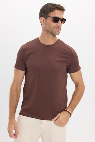 Tudors Erkek Slim Fit Dar Kesim Pamuklu Yumuşak Doku Esnek Kumaş Basic Kahverengi Bisiklet Yaka Tişört-52096