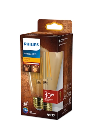 Philips LED Classic Amber Filament Ampul 7W 470 Lum 1800K Koyu Sarı Işık ST64 E27 (40W)