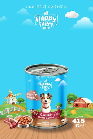 Happy Farm Yetişkin Yaş Köpek Maması Kuzu Etli 415 Gr 12 Adet
