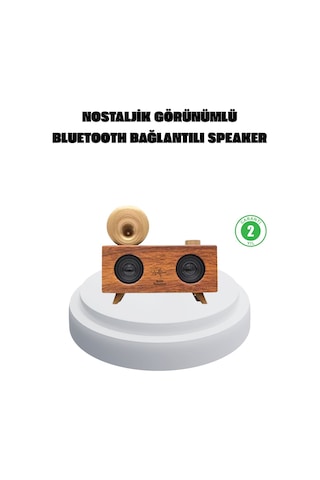 Çift Hoparlörlü Bluetooth Gramofon Speaker Fm Radyo Usb Sd Kart Ve Aux Girişli