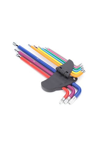 Jeemson 9 Parça Renkli Uzun Kollu Tork Anahtarı Seti - 45 Çelik Malzemeyle Ev Ve Bisiklet Tamiri İçin Çok Amaçlı Araçlar T10-t50