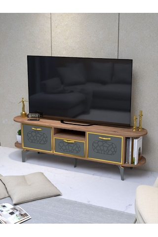 Tv Sehpası Mira 5030 Atlantik Gold 160 Cm 35 Cm 50 Cm Kahverengi