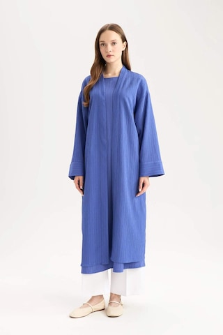 Defacto Relax Fit Şal Yaka Krinkıl Kumaş Uzun Kimono E1816AX25SP Mavi