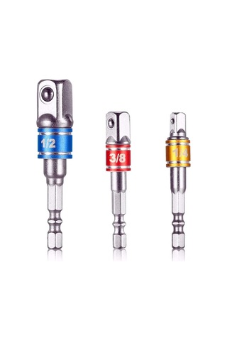 Yifomall Çelik Mıknatıslı 3'lü Adaptör Seti - 1/4", 3/8", 1/2" - Çift Oluklu - Otomobil Ve Ev Tamiri İçin