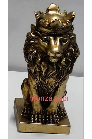 Dekoratif Küçük Aslan Kral Altın 16 Cm Polyester Biblo