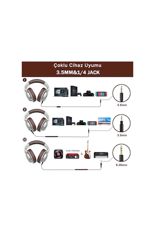 A71 Studio Hifi Kulak Üstü Kulaklık - 40khz Hi-res Audio, Çift Jak Girişli 3.5mm/6.35mm Gümüş