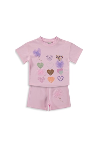 Civil Baby Kalp Nakışlı 6-18 Ay Takım - Pembe
