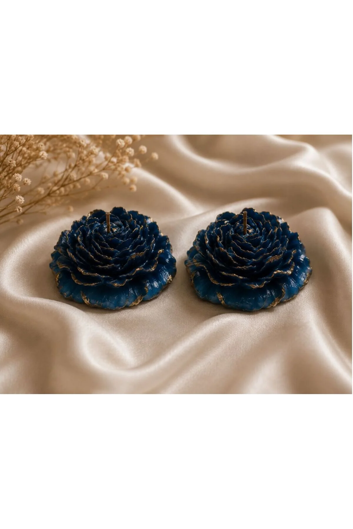 Midnight Rose Gül Kokulu 2 Li Şakayık Mum Dekoratif Hediye Lacivert
