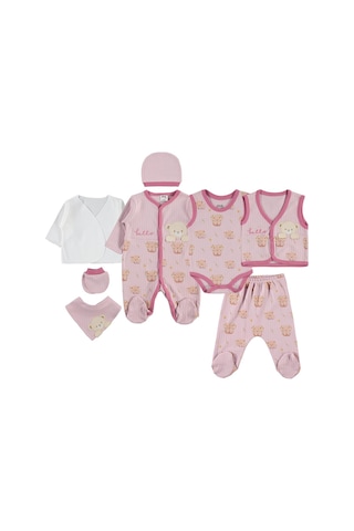 Civil Baby Ayı Empirme 8 Li Zıbın Setleri - Lila Soft Gül Kurusu