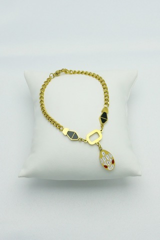 Altın Kaplama Seri Kararmaz Sembol Tasarım Çelik Bileklik Gold Altın