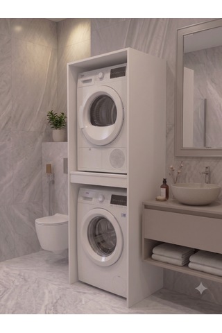 Netto Çamaşır & Kurutma Makine Dolabı Çok Amaçlı Dolap Banyo Dolabı Beyaz