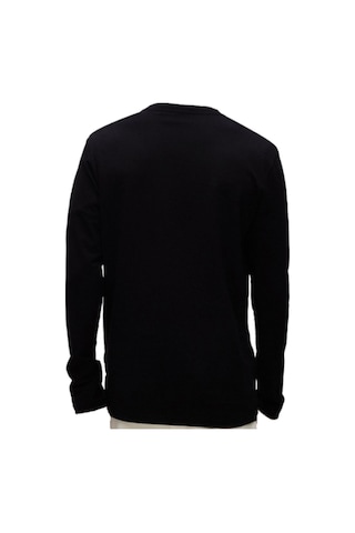 Erkek Uzun Kol Bisiklet Yaka Slimfit Likralı Düz Tişört Siyah 001