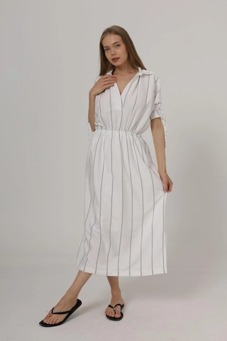Valensdesign Beli Lastikli Elbise - Beyaz