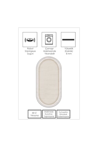 West Home Makinede Yıkanabilir Kaymaz Taban Leke Tutmaz Oval Modern Yolluk Ev Dekorasyonu İçin Bej Kesme Yolluk Wh600 Beige Oval Yolluk