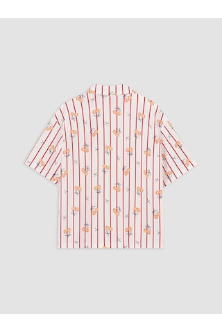 Lcw Young Pembe Gömlek Yaka Desenli Kadın Pijama Üst