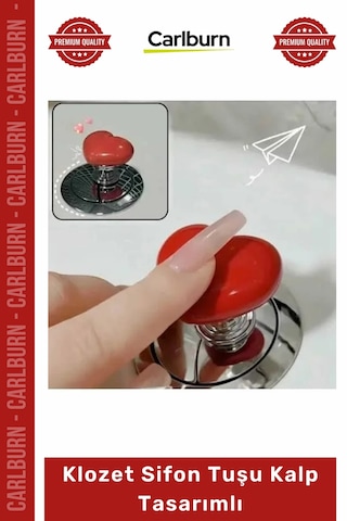 Özel Üretim Banyo Aksesuarı Yapışkanlı Şık Modern Dekoratif Estetik Klozet Sifon Tuşu Kalp Tasarımlı Çok Renkli