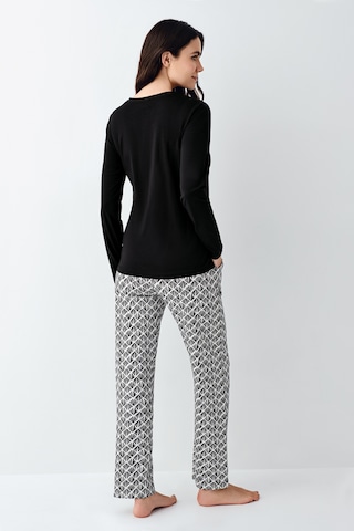 Pierre Cardin 9069 Modal Uzun Kol Kadın Pijama Takımı V1 Siyah