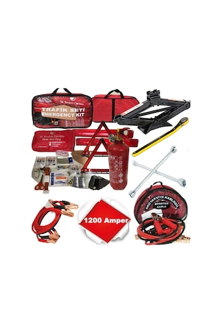 Trafik Seti Akü Takviye Kablosu Kriko Bijon Anahtarı Set Trafik Seti + Akü Takviye + Bijon Anahta