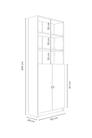 Bili Kitaplık 5 Raflı 2 Kapaklı Çok Amaçlı Ofis Salon Kitap Dosya Rafı Beyaz Beyaz