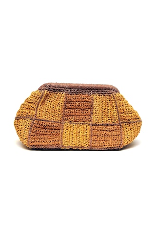 Handmade Kağıt İp Motifli Burslu Tasarım Çanta Kahverengi