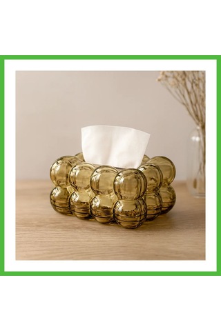 Vaveni Dekoratif Bulut Peçetelik Yaylı 19x13x9 Cm - Kahverengi Şeffaf Arz