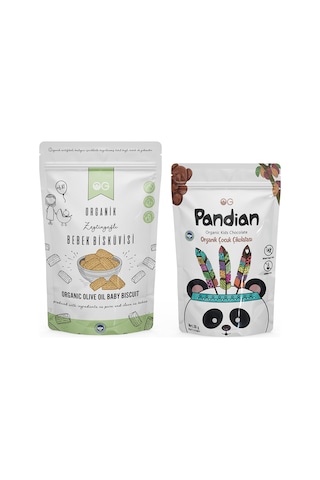 Organik Pandian Çocuk Çikolatası Ve Organik Bebek Bisküvisi Seti 300 G