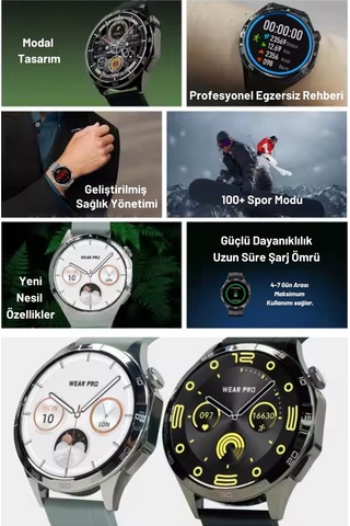 Wearfitpro Gt4 Watch Yuvarlak Amoled Ekran Yeni Nesil Özelliklere Sahip Akıllı Saat Siyah