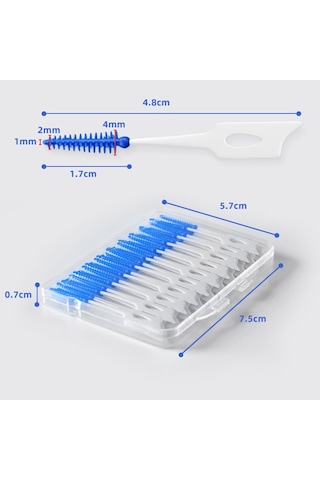 Sones 40 Adet / Kutu Silikon Diş Arası Fırçalama Ağız Temizleme Boşluk Fırçası Mavi