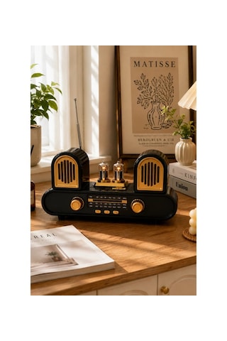 Golon Rx-998 Siyah Nostaljik Şarjlı Radyo Bluetooth Hoparlör Usb Tf Kart Fm/am/sw 3 Bantlı Sencan Sound