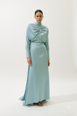 L'amour Taşlı Abiye Elbise Mavi Mavi