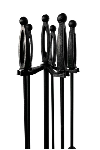 Schömne Şömine Maşa Takımı Yuvarlak Ayaklı Siyah